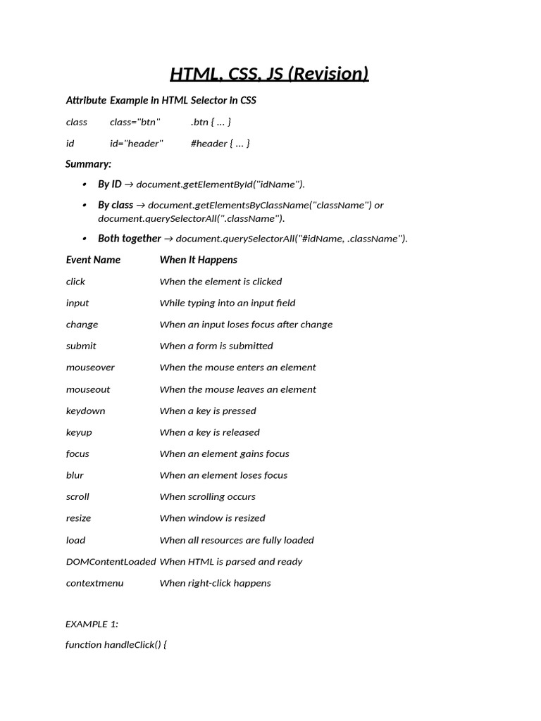 HTML & CSS Revision Guide | PDF | Page Layout | Html