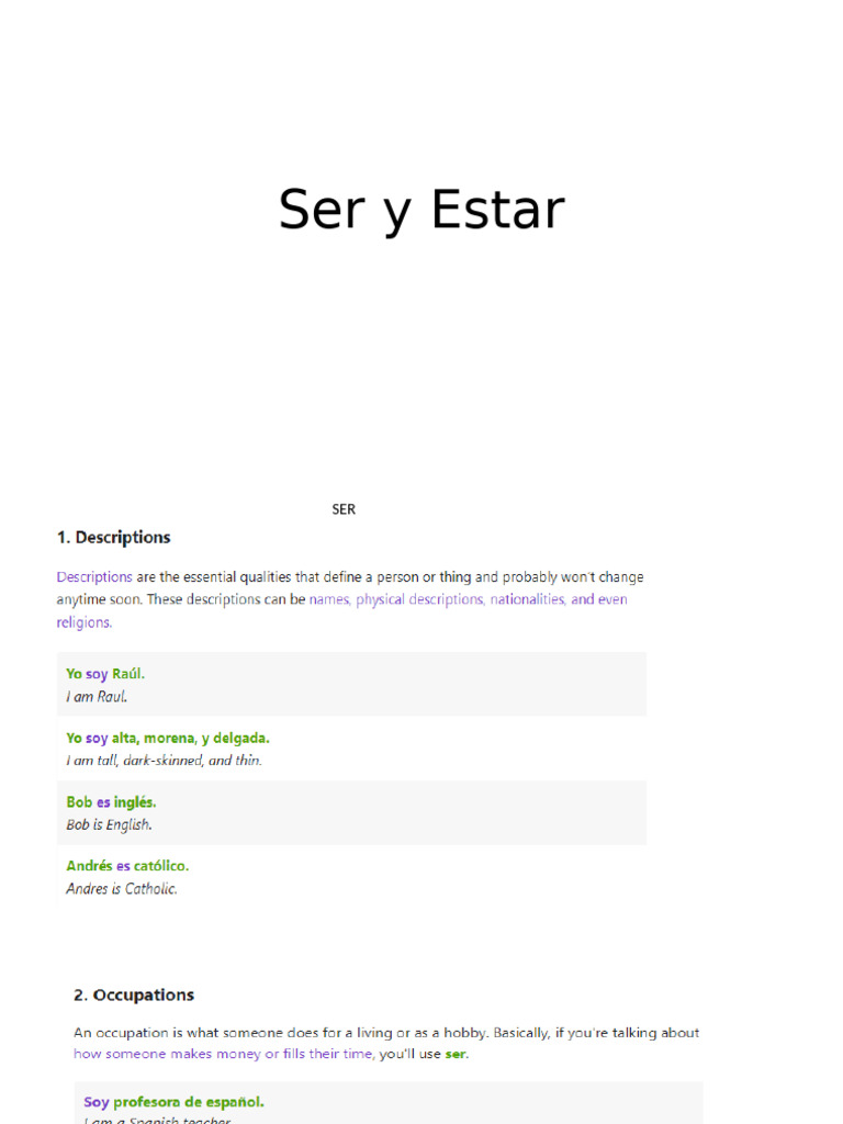 Ser y Estar | PDF