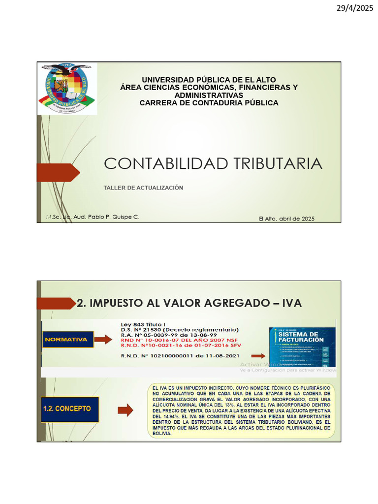 Actualización sobre el IVA en Bolivia | PDF | Impuesto al valor ...