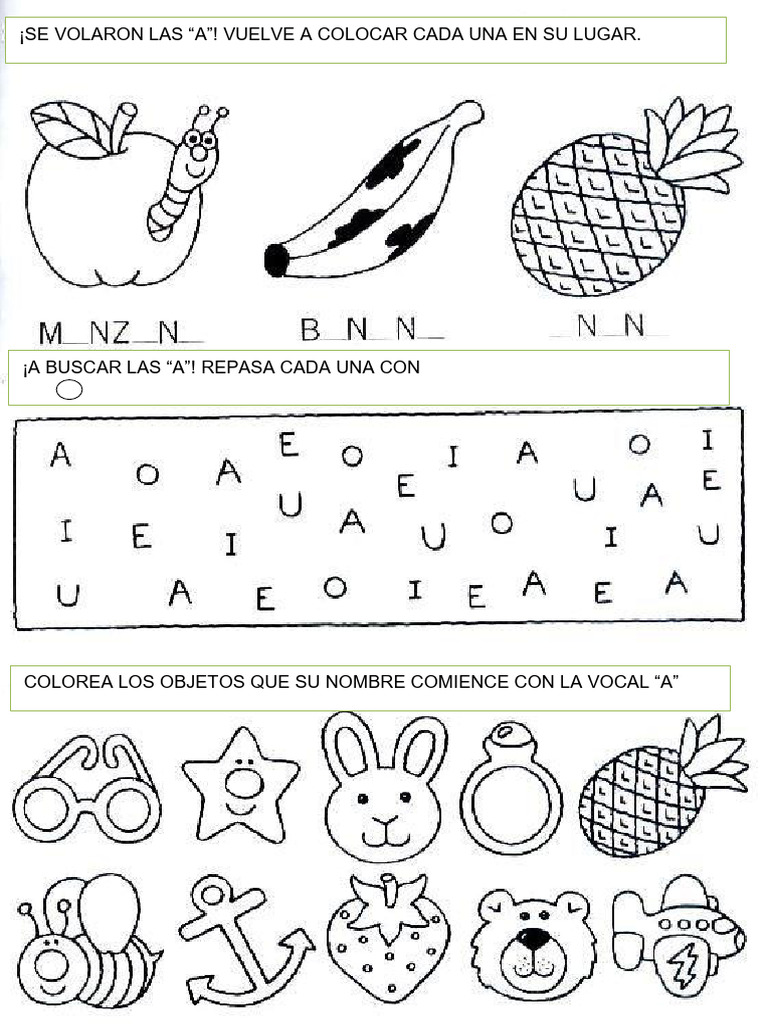 Actividades de Vocales para Preescolar | PDF