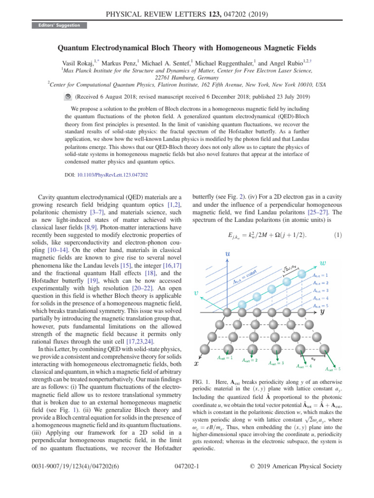 QED-Bloch Theory in Magnetic Fields | PDF | Quantum Field Theory ...