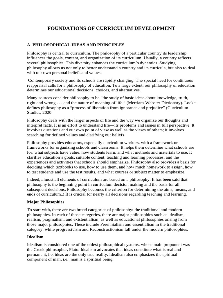 Curriculum Development Philosophies | PDF | Philosophy Of Education ...