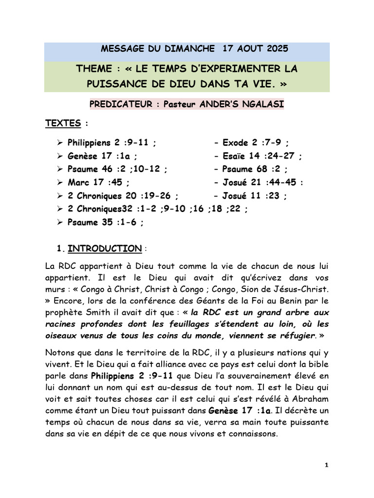 Puissance de Dieu dans nos vies | PDF | Dieu | Doctrines et croyances ...