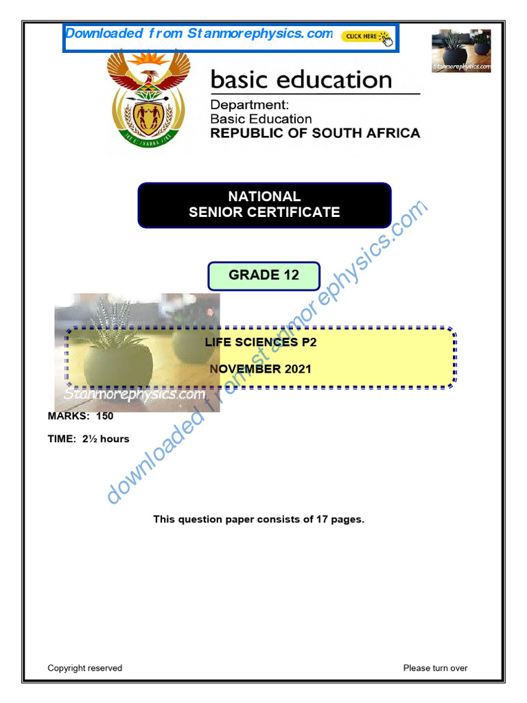 Life Science Grade 12 NSC November 2021 P2 and Memo | PDF | Genotype ...