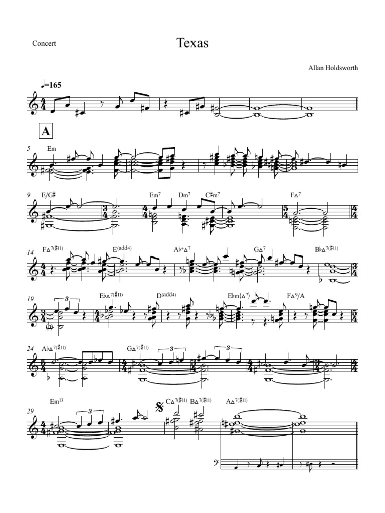 Allan Holdsworth - Texas - Full Score | PDF
