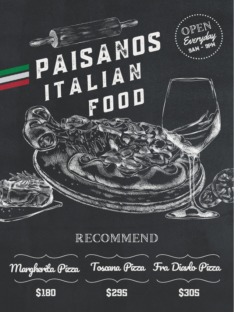 Italian Style Menu With Illustration | PDF | Pizza | Cooking