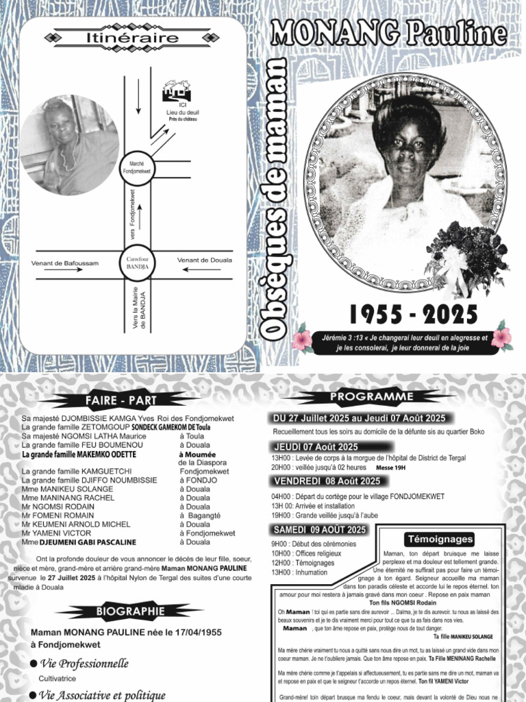 Programme Des Obseques Monang 3 | PDF
