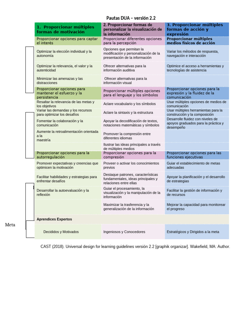 Pautas DUA: Diseño Universal para Aprender | PDF | Información | Los ...