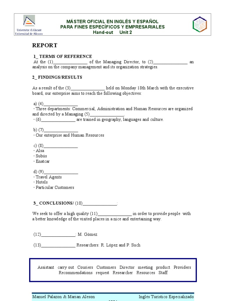 Business English and Spanish Master Report | PDF | Career & Growth ...
