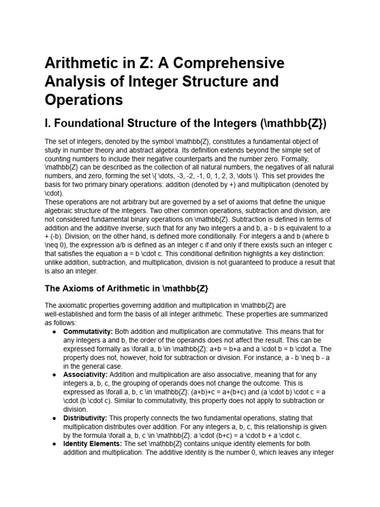 Basic Operations in Integers (Z) | PDF | Division (Mathematics) | Integer