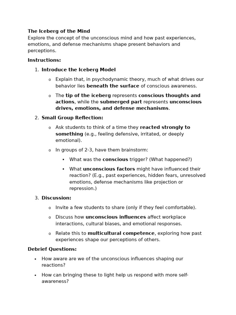 Understanding the Iceberg Model of Mind | PDF