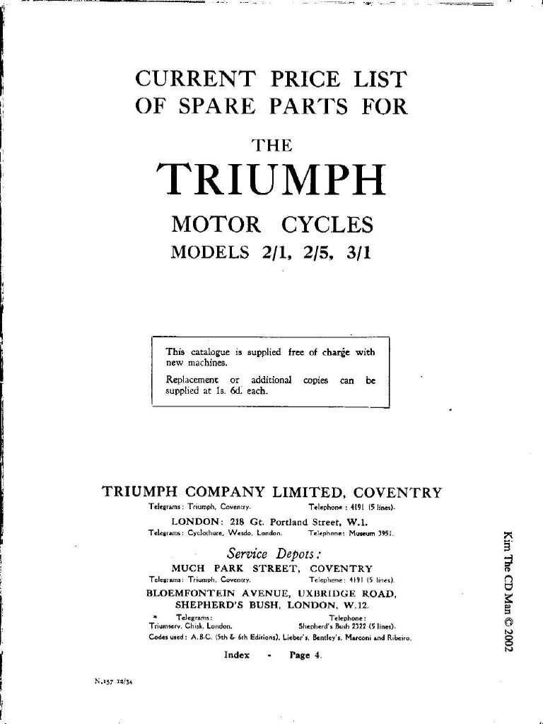 Triumph Manual CD - 1934 - 2 - 3 | PDF