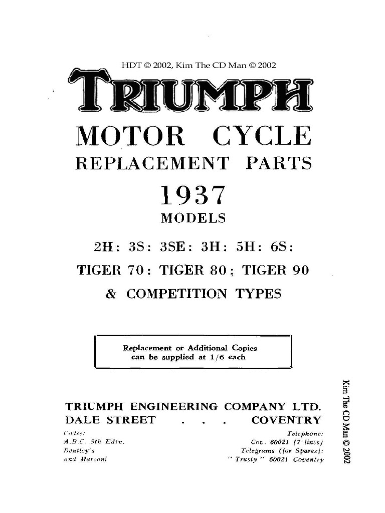 Triumph Motorcycle Manuals - File: 1937 - All | PDF