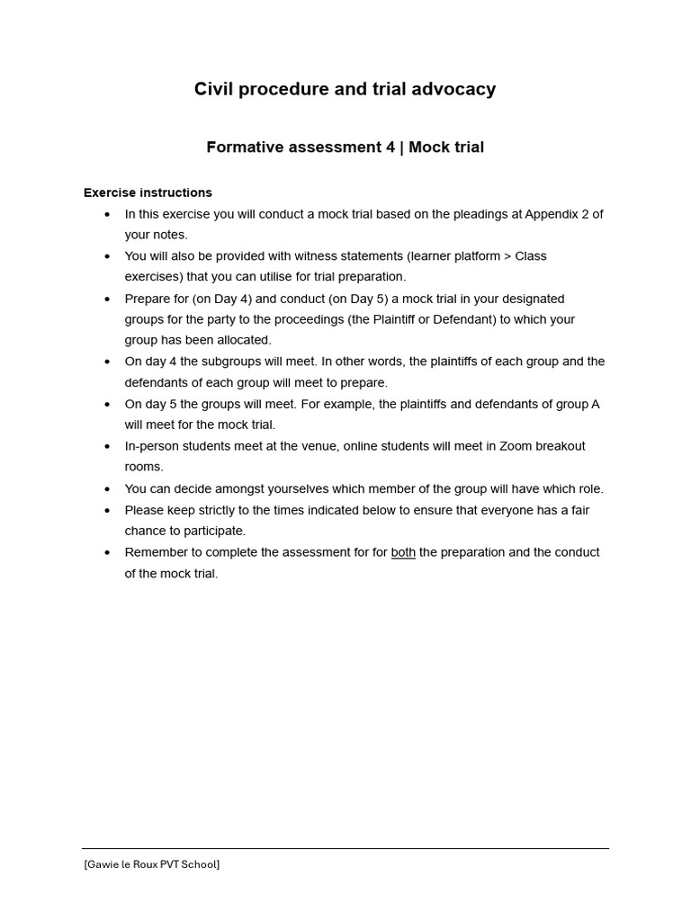 Mock Trial Preparation Guidelines | PDF | Separation Of Powers | Public Law