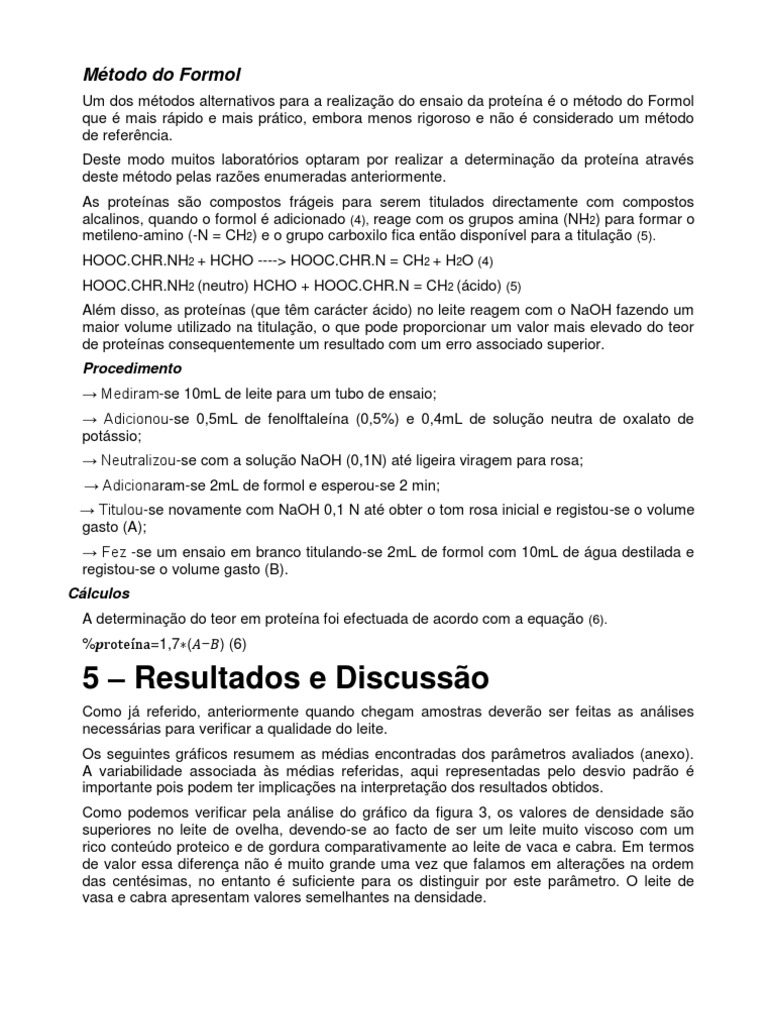Método do Formol na Análise de Leite | PDF