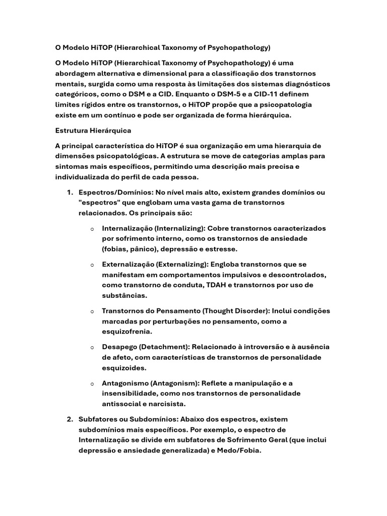 Modelo HiTOP e Vieses de Resposta | PDF | Psicopatologia | Distúrbio mental