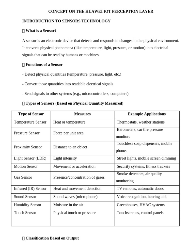 Overview of Sensor Technology in IoT | PDF | Sensor | Equipment