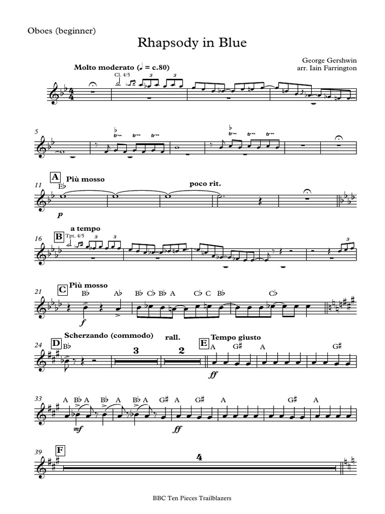 Rhapsody in Blue Oboe Parts PDF | PDF | Musical Forms | Elements Of Music
