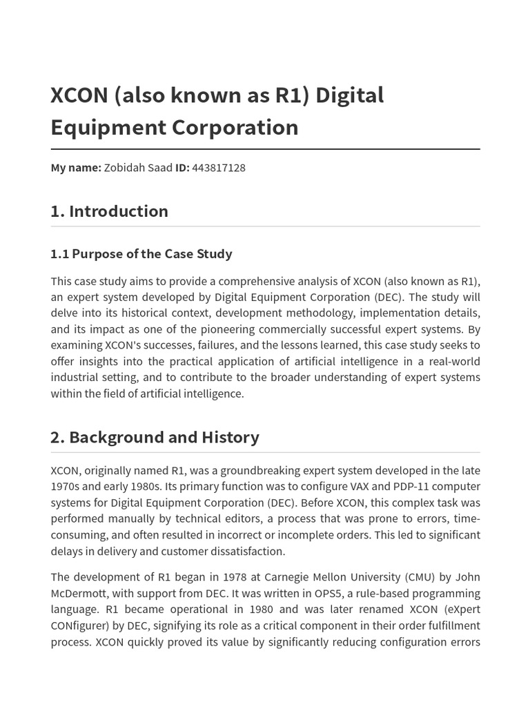 XCON: Pioneering Expert System in AI | PDF | Artificial Intelligence ...