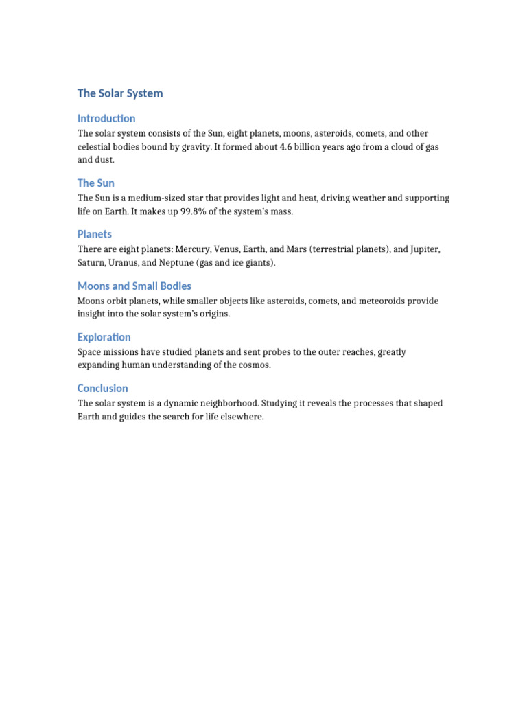 Overview of the Solar System | PDF