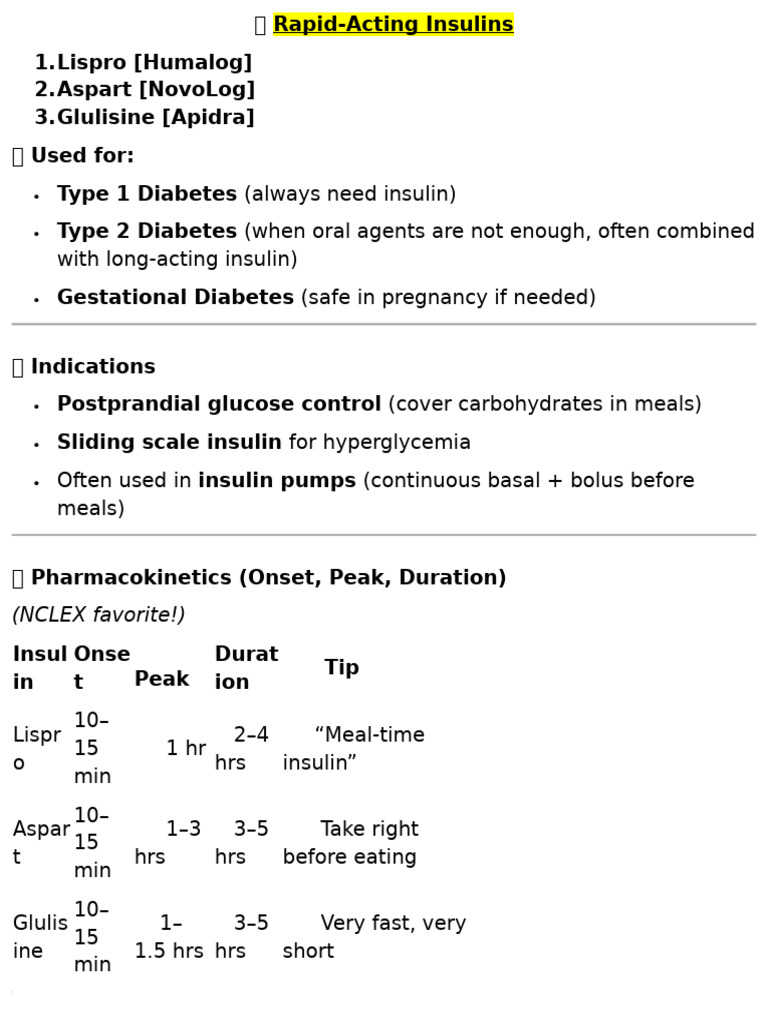 Overview of Rapid-Acting Insulins | PDF | Insulin | Diabetes