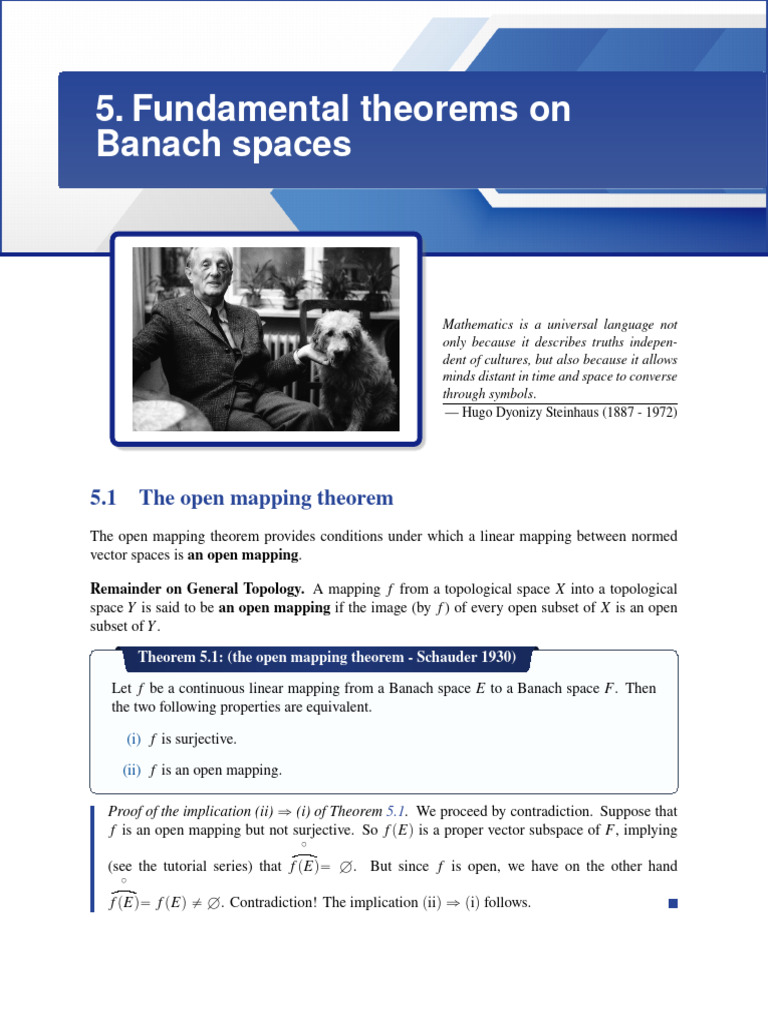 Open Mapping Theorem in Banach Spaces | PDF | Banach Space | Basis ...