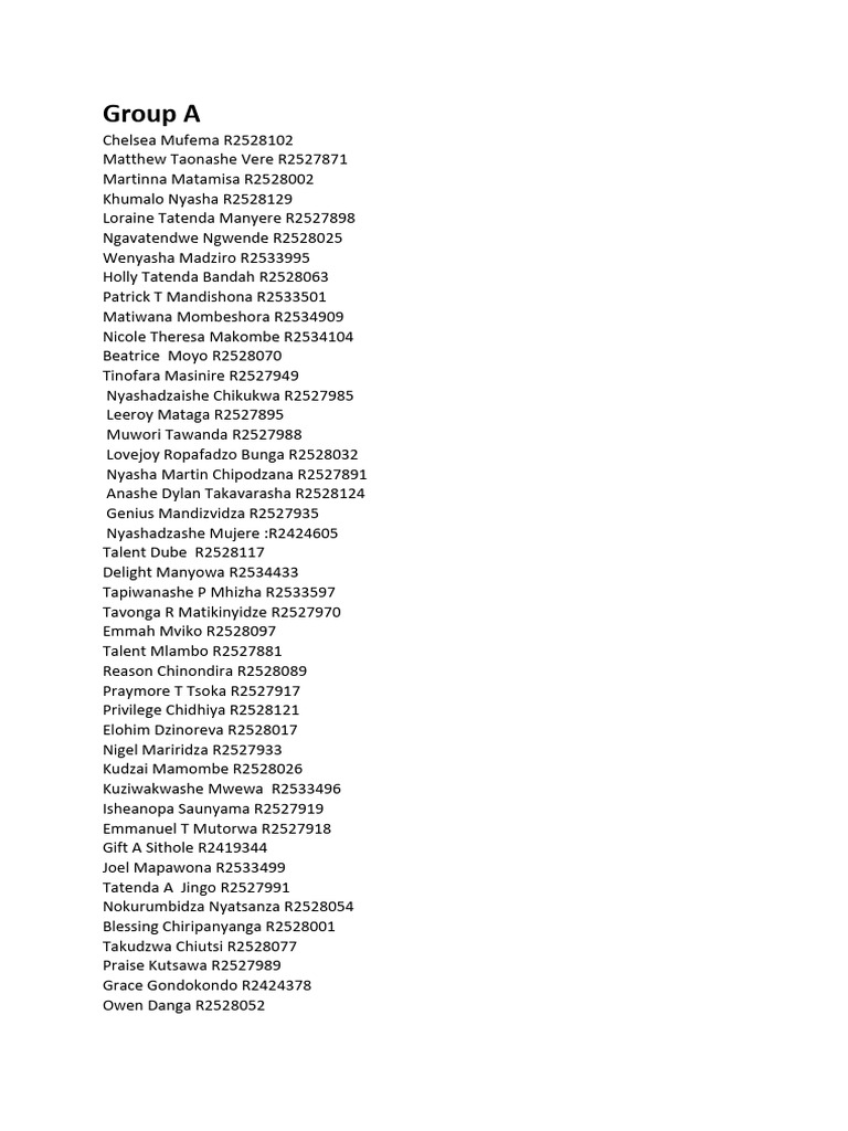 Group A and B Member List | PDF