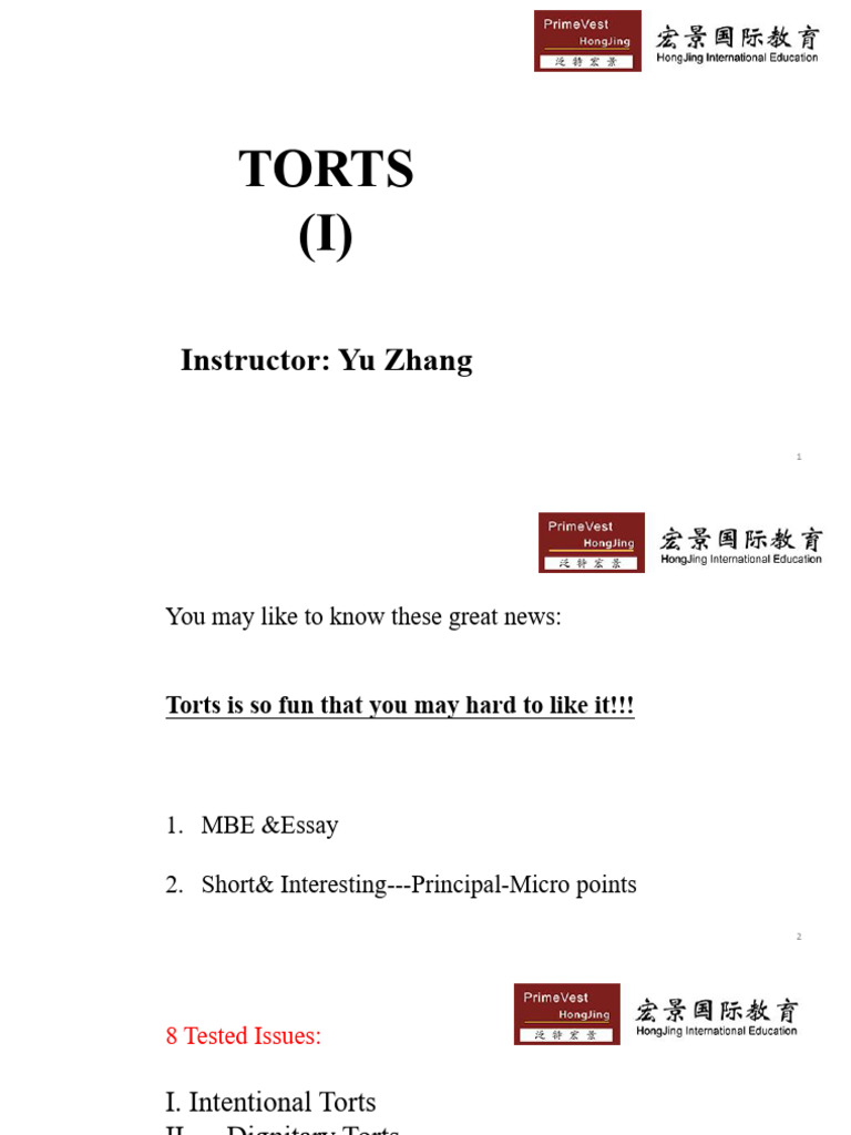Understanding Intentional Torts in Law | PDF | Conversion (Law ...