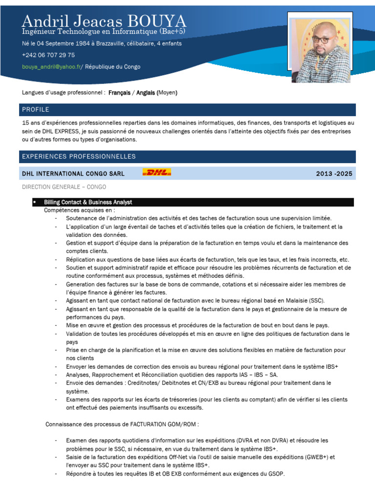CV d'Ingénieur Informatique - Andril B. | PDF | Informatique ...