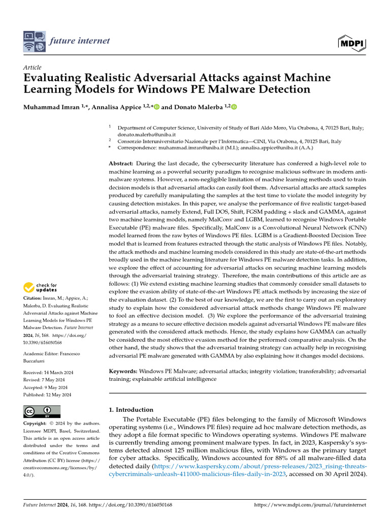 Realistic Adversarial Attacks on PE Malware | PDF | Machine Learning ...