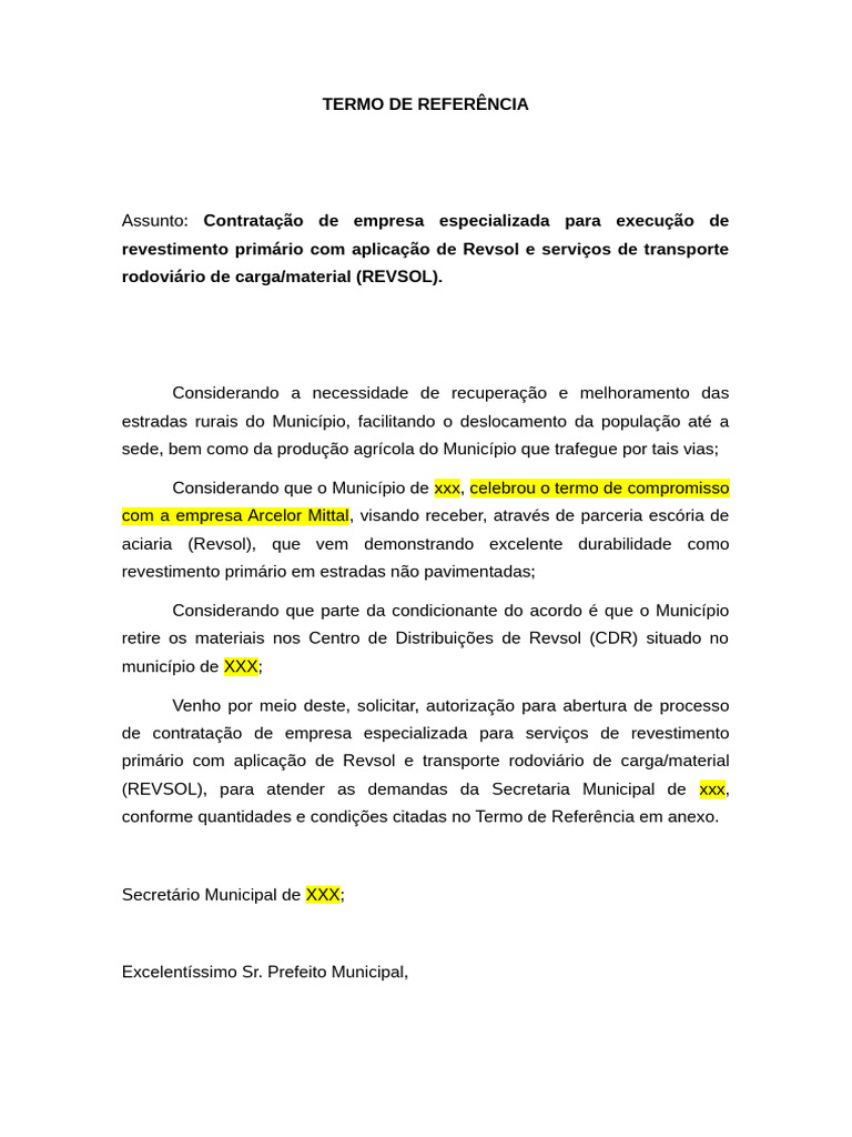 Termo Referência Revisol - REV-01 | PDF