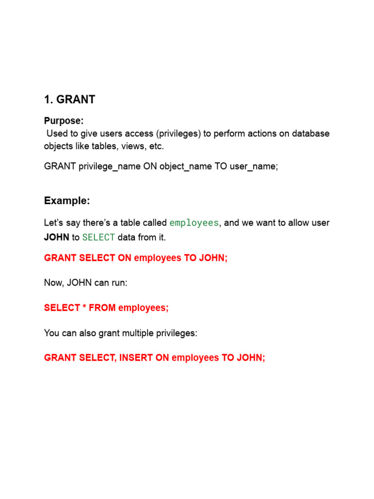 SQL Grant, Revoke, View, Trigger, Procedure | PDF | Information ...