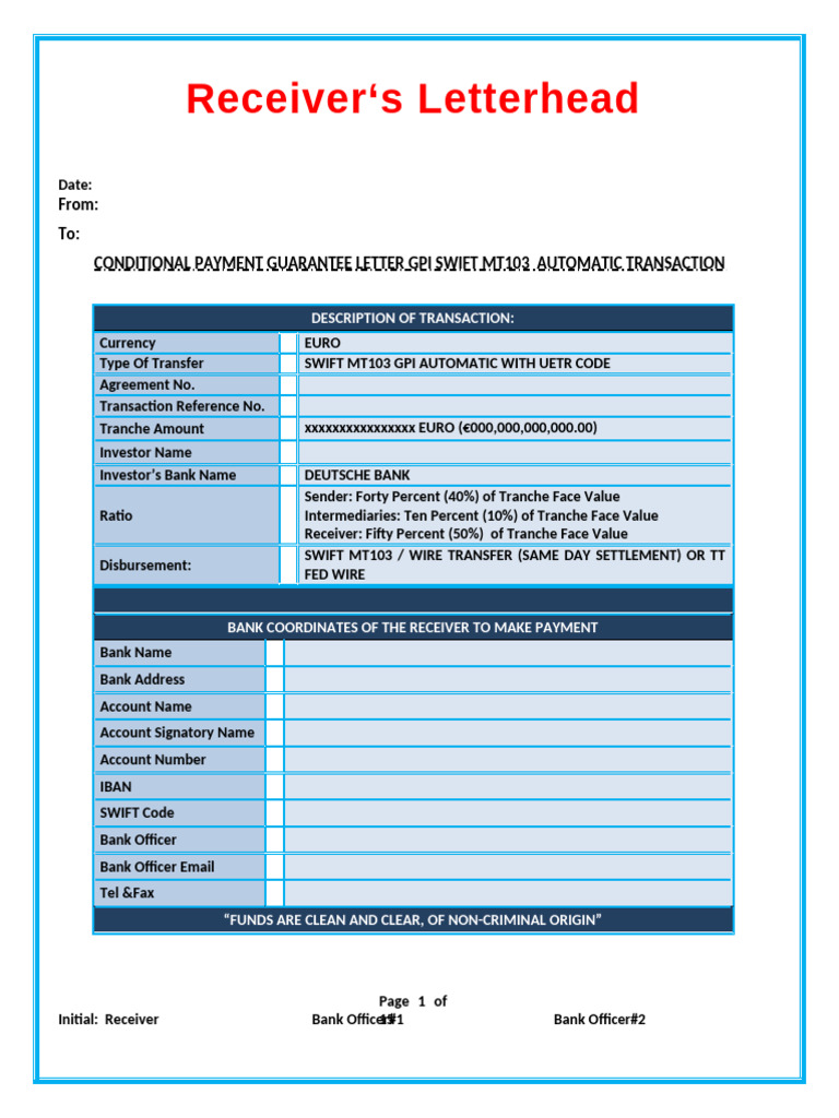4 1 Conditional Bank Endorse PGL Gpi Automatic With Uetr Code | PDF ...