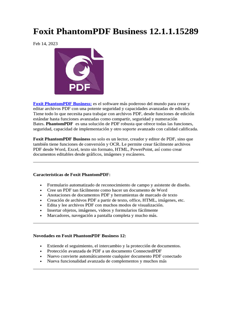 Foxit PhantomPDF Business 12: Edición y Seguridad PDF | PDF