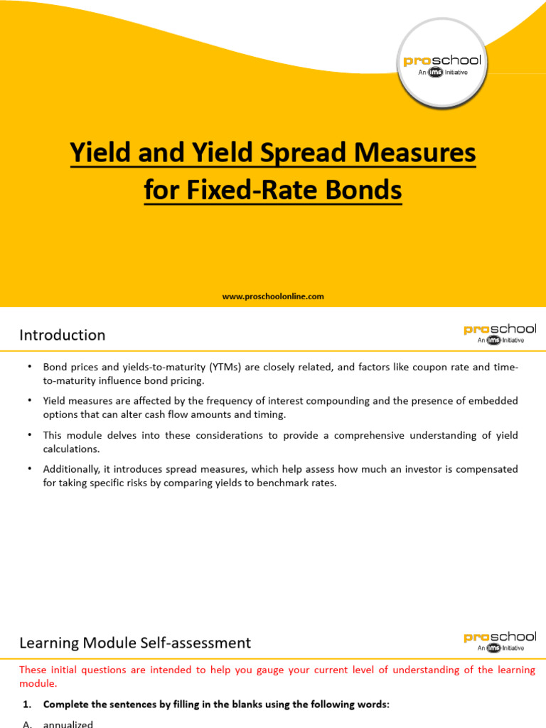 Yield Measures for Fixed-Rate Bonds | PDF | Bonds (Finance) | Yield ...
