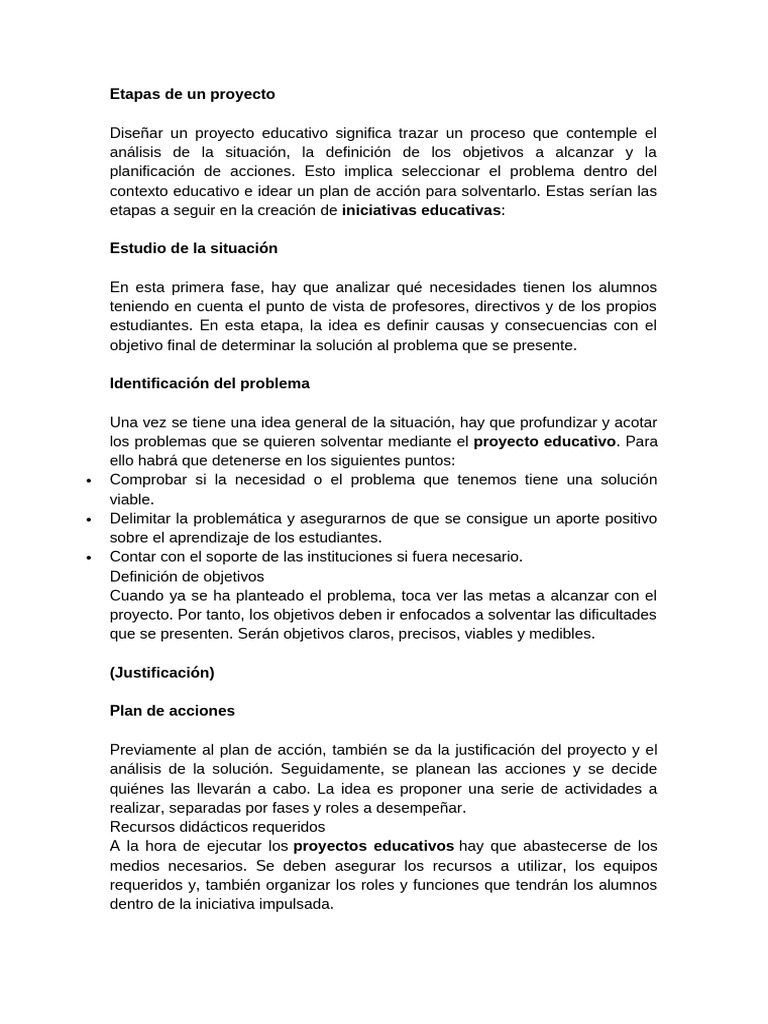 Etapas de un Proyecto Educativo | PDF | Violencia | Género