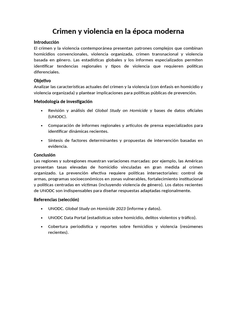 Crimen y Violencia en La Época Moderna | PDF