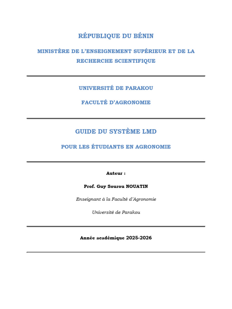 Guide LMD pour Étudiants en Agronomie | PDF | Doctorat | Agronomie