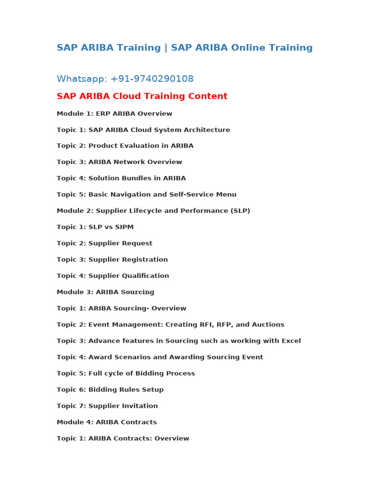SAP Ariba Training Modules Overview | PDF | Computing | Information ...