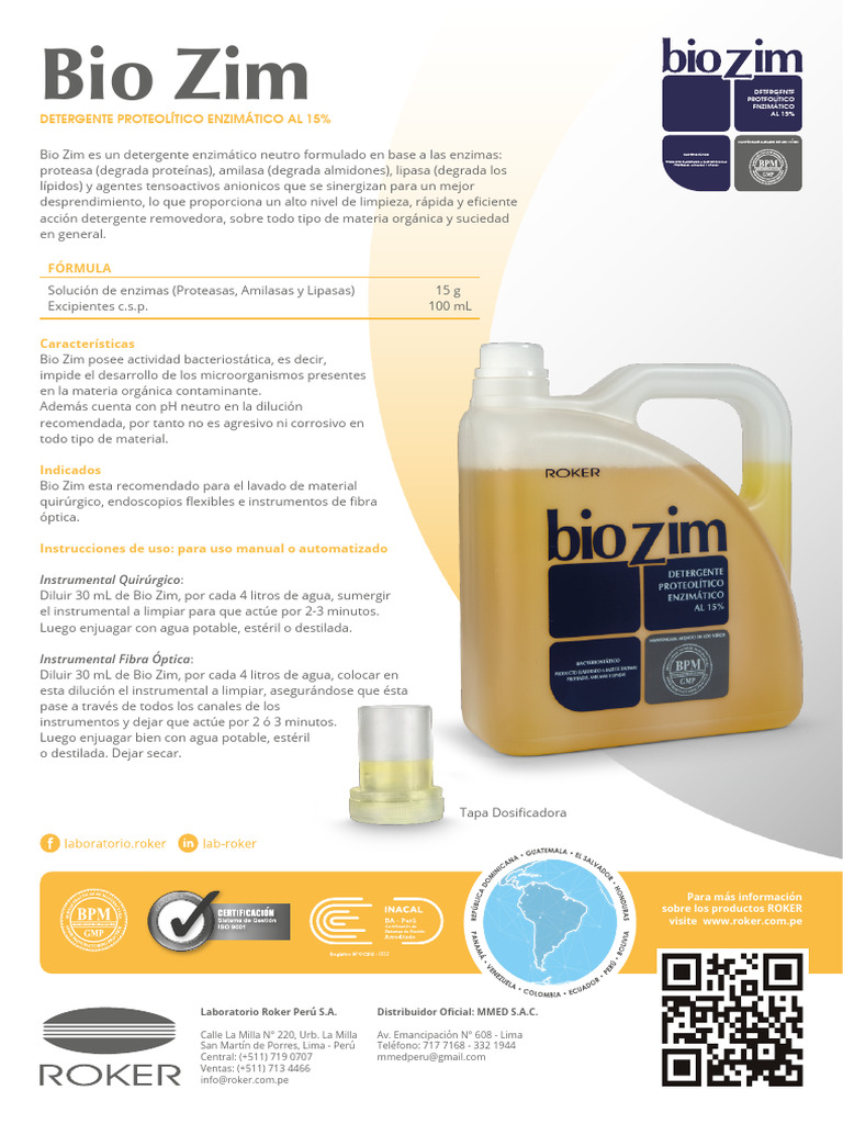 Detergente Enzimático Biozim 15% | PDF | Detergente | Agua