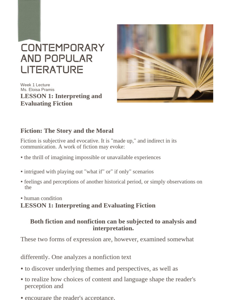 Analyzing Contemporary Fiction | PDF | Thriller (Genre) | Narration