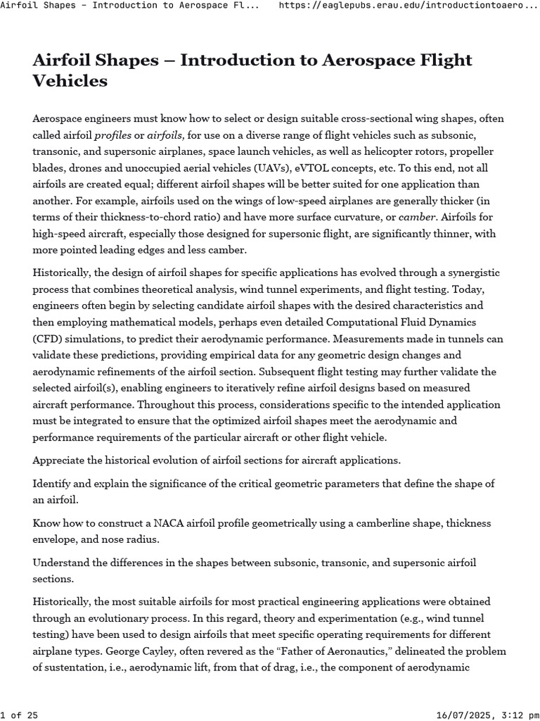 Airfoil Shapes - Introduction To Aerospace Flight Vehicles | PDF ...