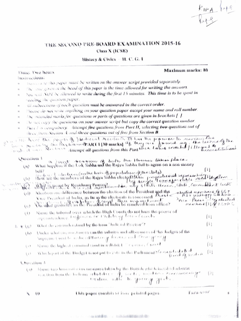 Second Pre Board Hist Paper 2015 - 2019 | PDF | Partition Of India ...