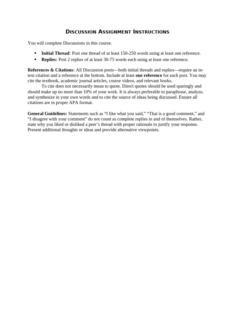 Discussion Assignment Guidelines and Tips | PDF