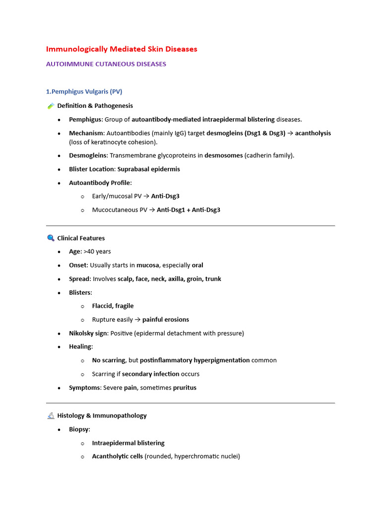 Overview of Autoimmune Skin Diseases | PDF | Medical Specialties ...