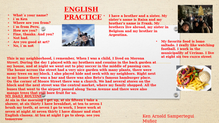 Ken's Daily Routine and Childhood Memories | PDF