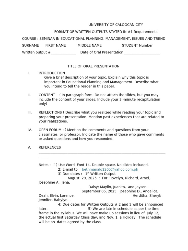 Educational Planning Seminar Guidelines | PDF