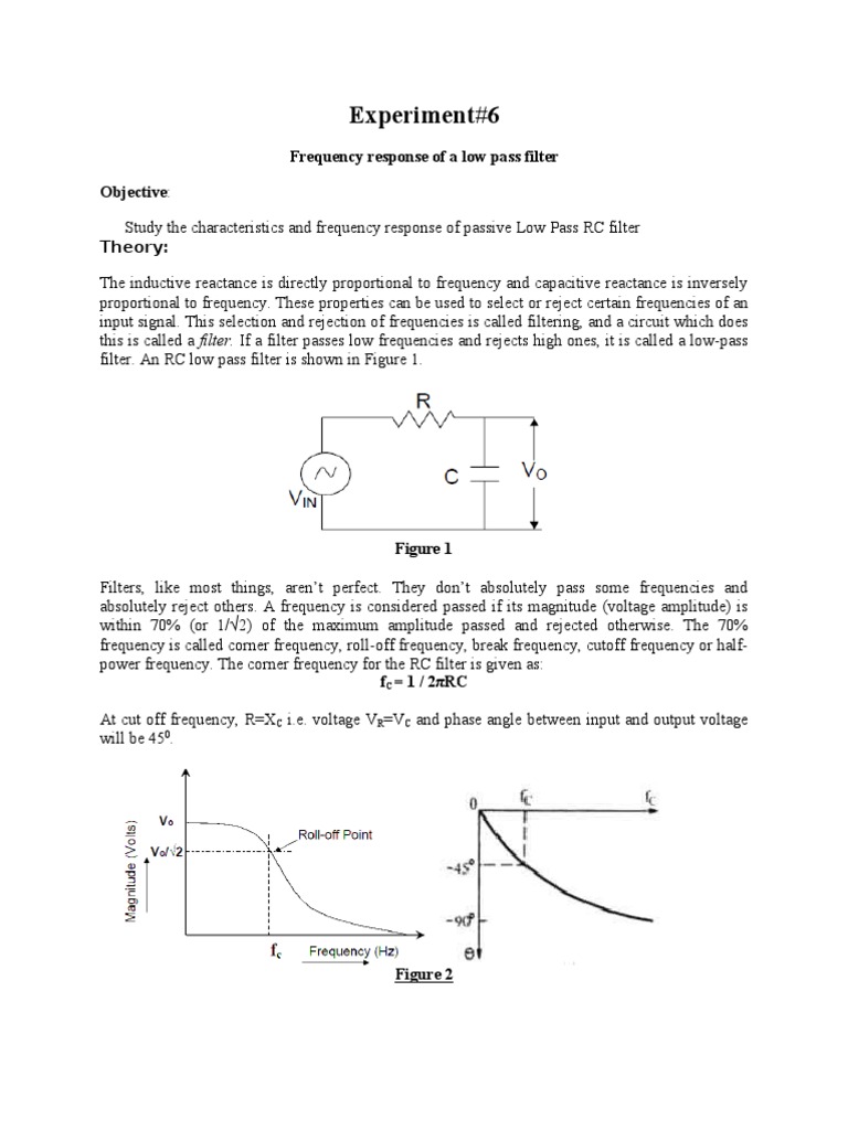 Low Pass RC Filter Frequency Response | PDF | Low Pass Filter ...