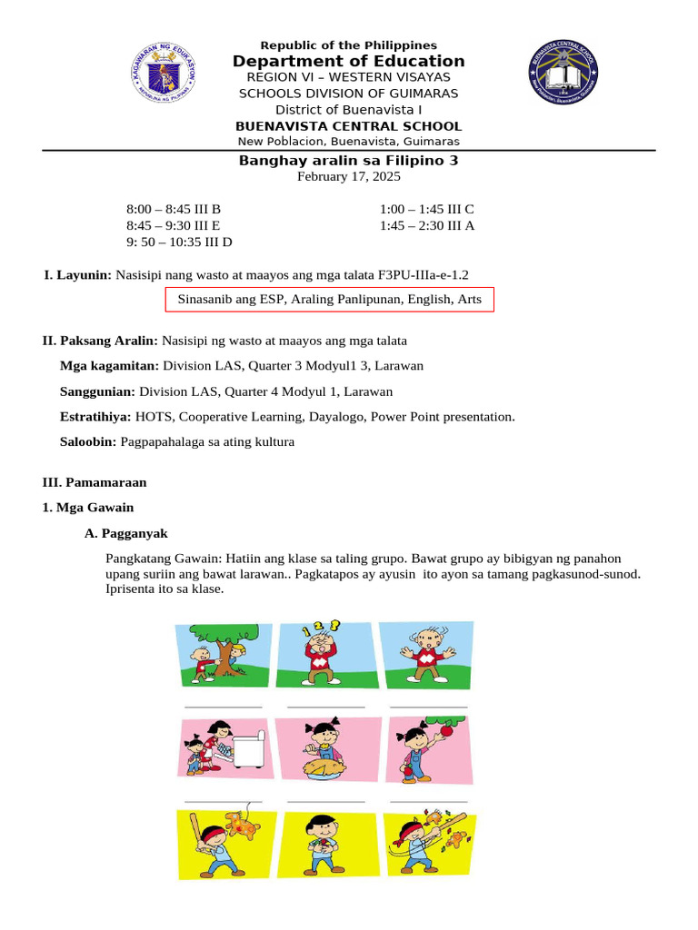 Filipino Lesson Plan QRT 4 Wk2day 1 | PDF