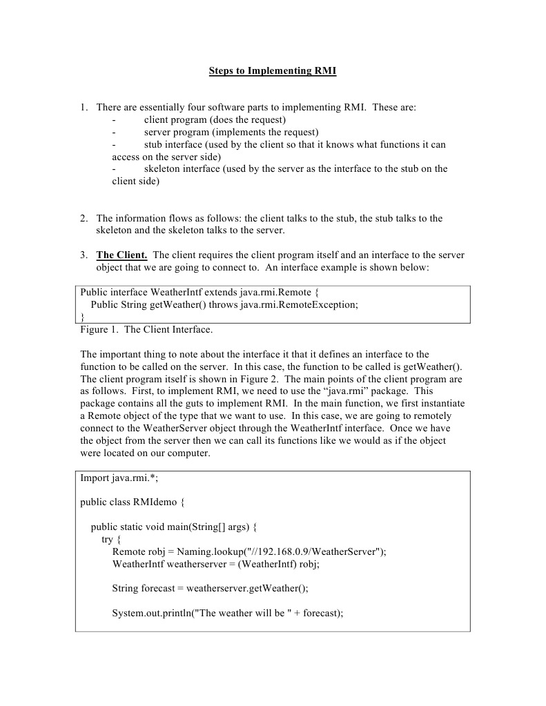 Steps To Implementing RMI | PDF